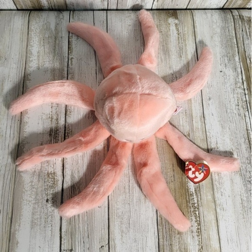 TY Beanie Baby Oly the Octopus Plush Toy Stuffed Animal Peach 1997 w/ Tags - Picture 5 of 8